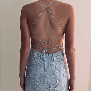 Embroidered sky blue dress